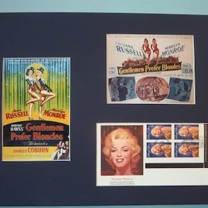 Marilyn Monroe and Jane Russell in &quot;Gentlemen Prefer Blondes&quot; & First Day Cover of the Marilyn Monroe stamp