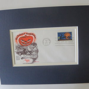 Washington Irving and Ichabod Crane in the Legend of Sleepy Hollow & First Day Cover of its own Stamp