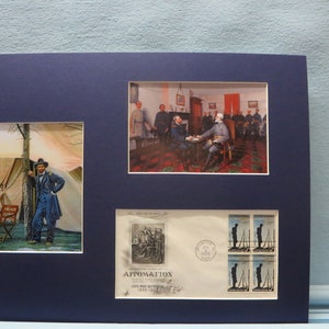 General Grant accepts Robert E. Lee&#39;s Surrender at Appomattox & First Day Cover of its own stamp