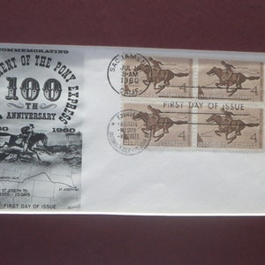 Federic Remington's painting honoring the Pony Express & First day Cover of the Pony Express stamp image 2