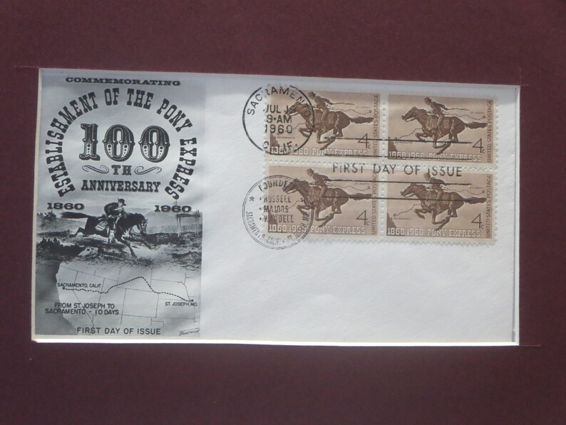 Federic Remington's painting honoring the Pony Express & First day Cover of the Pony Express stamp image 2