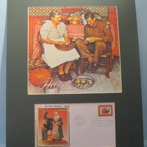 Norman Rockwell&#39;s depiction of Thanksgiving during World War II & First Day Cover of the Thanksgiving stamp