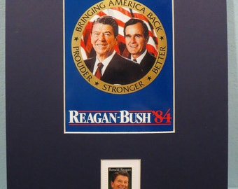 Metal Sign RONALD REAGAN / George H BUSH President Campaign Poster