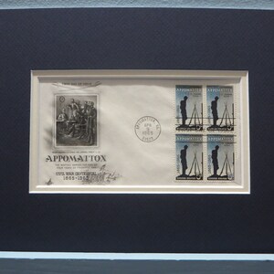 General Grant accepts Robert E. Lee&#39;s Surrender at Appomattox & First Day Cover of its own stamp.