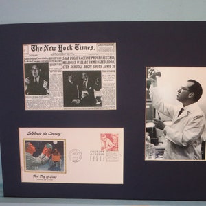 Jonas Salk Defeats Polio & First Day Cover of the stamp honoring his achievement