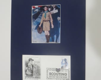 100e anniversaire des Scouts et de l’Aigle scout de Norman Rockwell et couverture du timbre du Premier Jour des Scouts