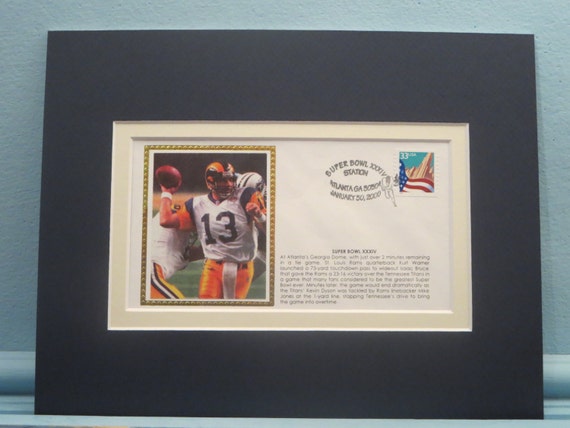 St. Louis Rams led by Kurt warner win Super Bowl XXXIV & Commemorative  Cover Postmarked on the Day of their Victory