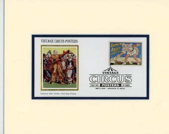 The Ringling Brothers and Barnum-Bailey Circus & First Day Cover of the Barnum Bailey Circus Stamp postmarked on the day it was issued
