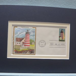 West Quoddy Head Lighthouse, Maine & First Day Cover of its own stamp