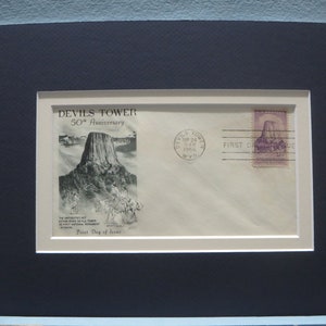 The National Park Service - The First National Monument - Devils Tower & First Day Cover of its own stamp