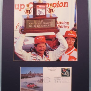 Dale Earnhardt Wins the 1990 Winston Cup Championship & First day Cover of the NASCAR stamp