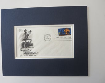 Washington Irving and Ichabod Crane in the Legend of Sleepy Hollow & First Day Cover of its own Stamp