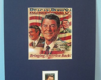 Ronald Reagan et George Bush remportent l’élection présidentielle de 1984 honorée par le timbre de Ronald Reagan