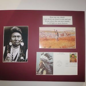 American Indians -  Chief Joseph of Nez Perce - &quot;I will fight no more forever!&quot; & First Day Cover of his own stamp