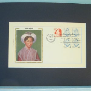 Mary Lyon - founder of Mount Holyoke College in 1837 & First Day Cover of her stamp