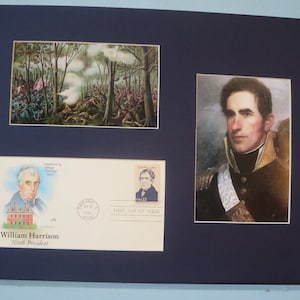William Henry Harrison - &quot;Tippecanoe and Tyler too!&quot;  wins the Presidential Elections of 1840  and the First day Cover of his own stamp