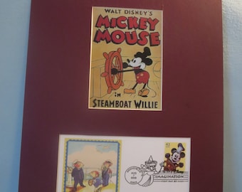Walt Disney - Mickey Mouse in Steamboat Willie & First Day Cover of the Steamboat Willie Stamp
