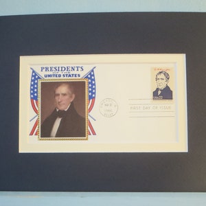 William Henry Harrison - &quot;Tippecanoe and Tyler too!&quot;  wins the Presidential Elections of 1840  and the First day Cover of his own stamp