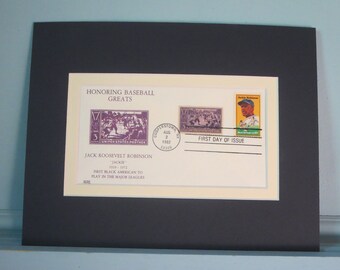 Hall of Famer and Brooklyn Dodger Great Jackie Robinson and the First Day Cover of his own stamp