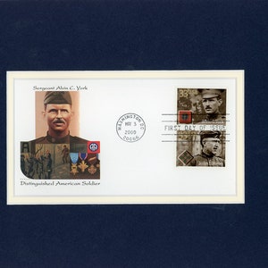 World War I - Congressional Medal of Honor Winner Sergeant York and First Day Cover of his own stamp