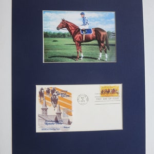 Secretariat wins the Triple Crown & First day Cover of the stamp issued honoring the 100th Anniversary of the Kentucky Derby