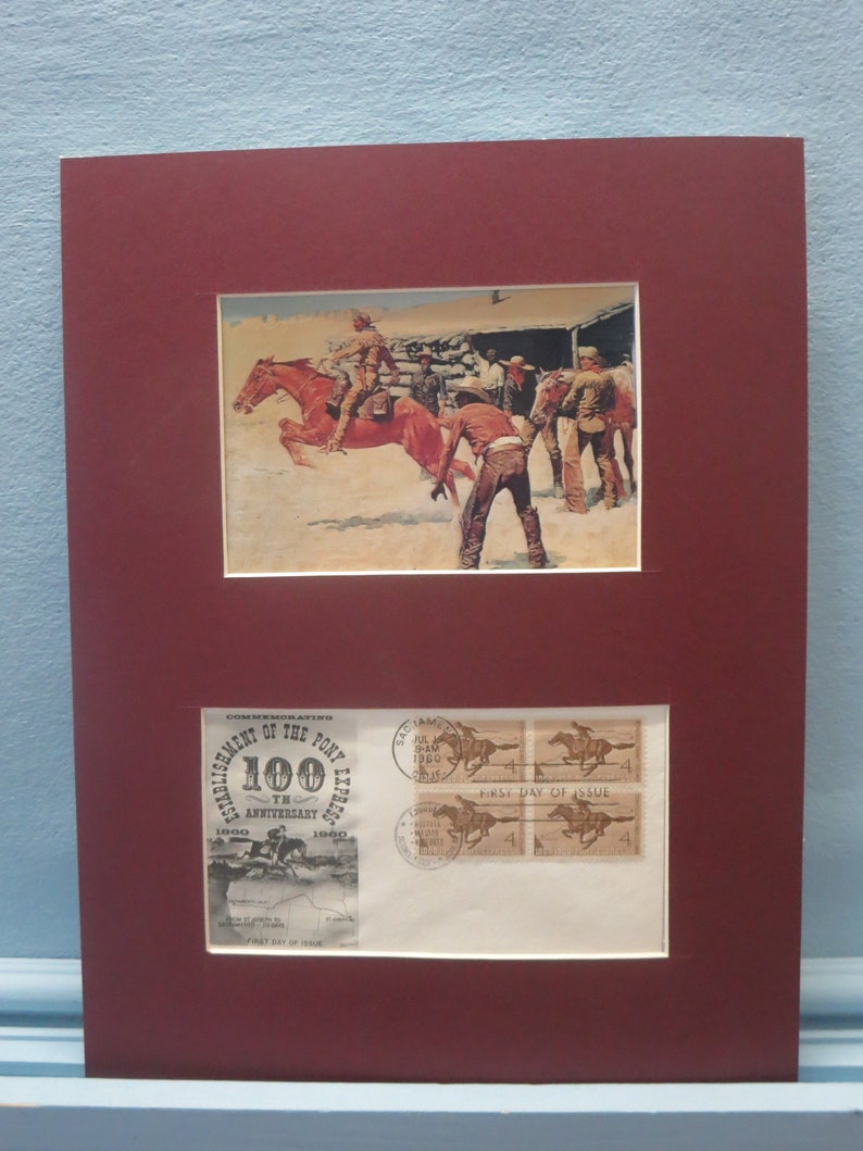 Federic Remington's painting honoring the Pony Express & First day Cover of the Pony Express stamp image 1