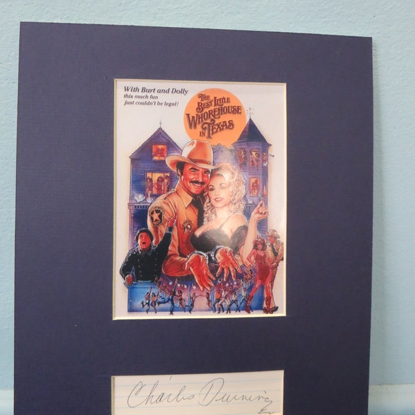 Burt Reynolds y Dolly Parton en "The Best Little Whorehouse in Texas" y Charles Durning autógrafo como el gobernador