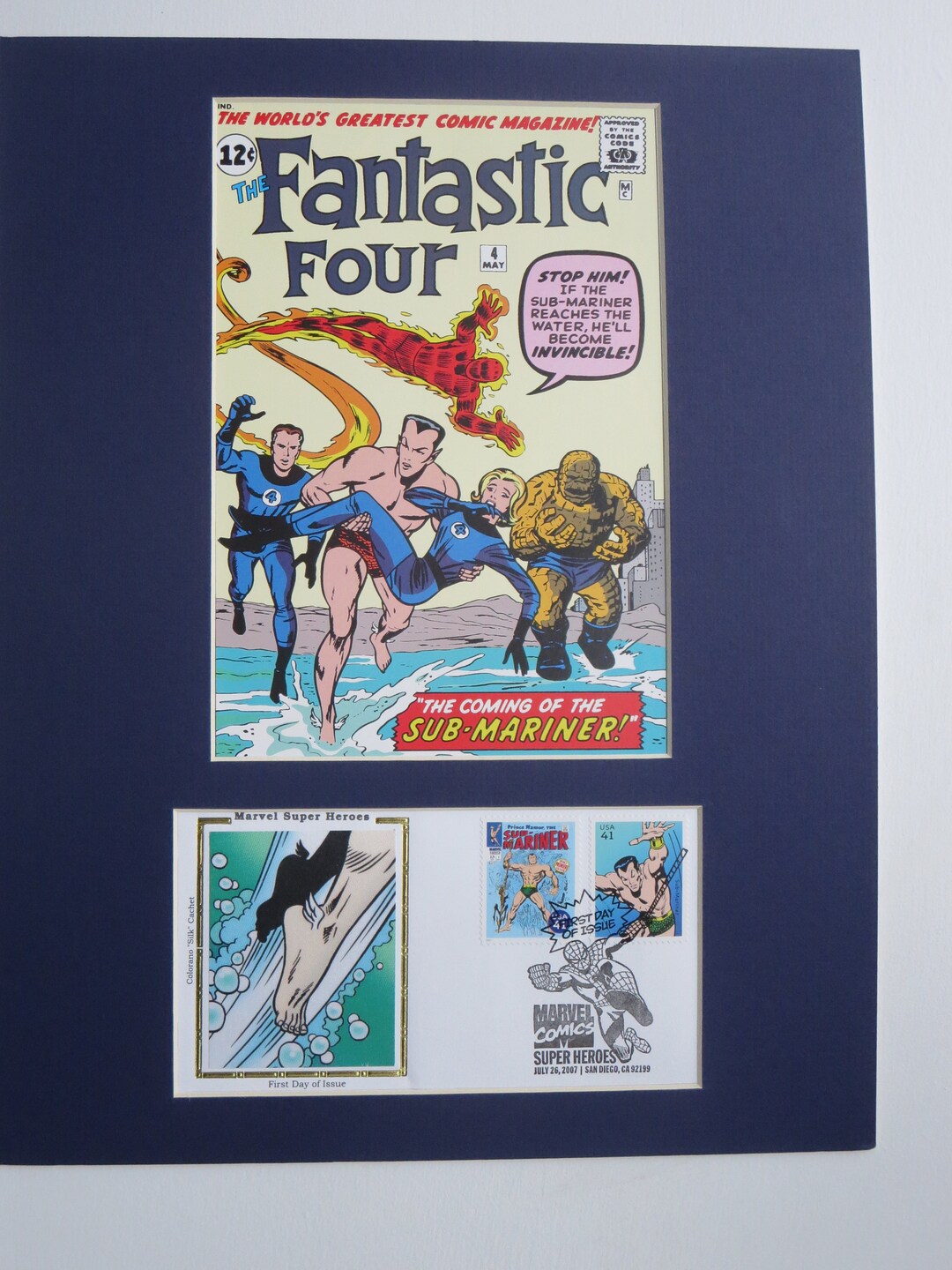 Marvel Comics Hero the Sub-mariner With the Fantastic Four First Day  Cover of the Submariner's Own Stamp