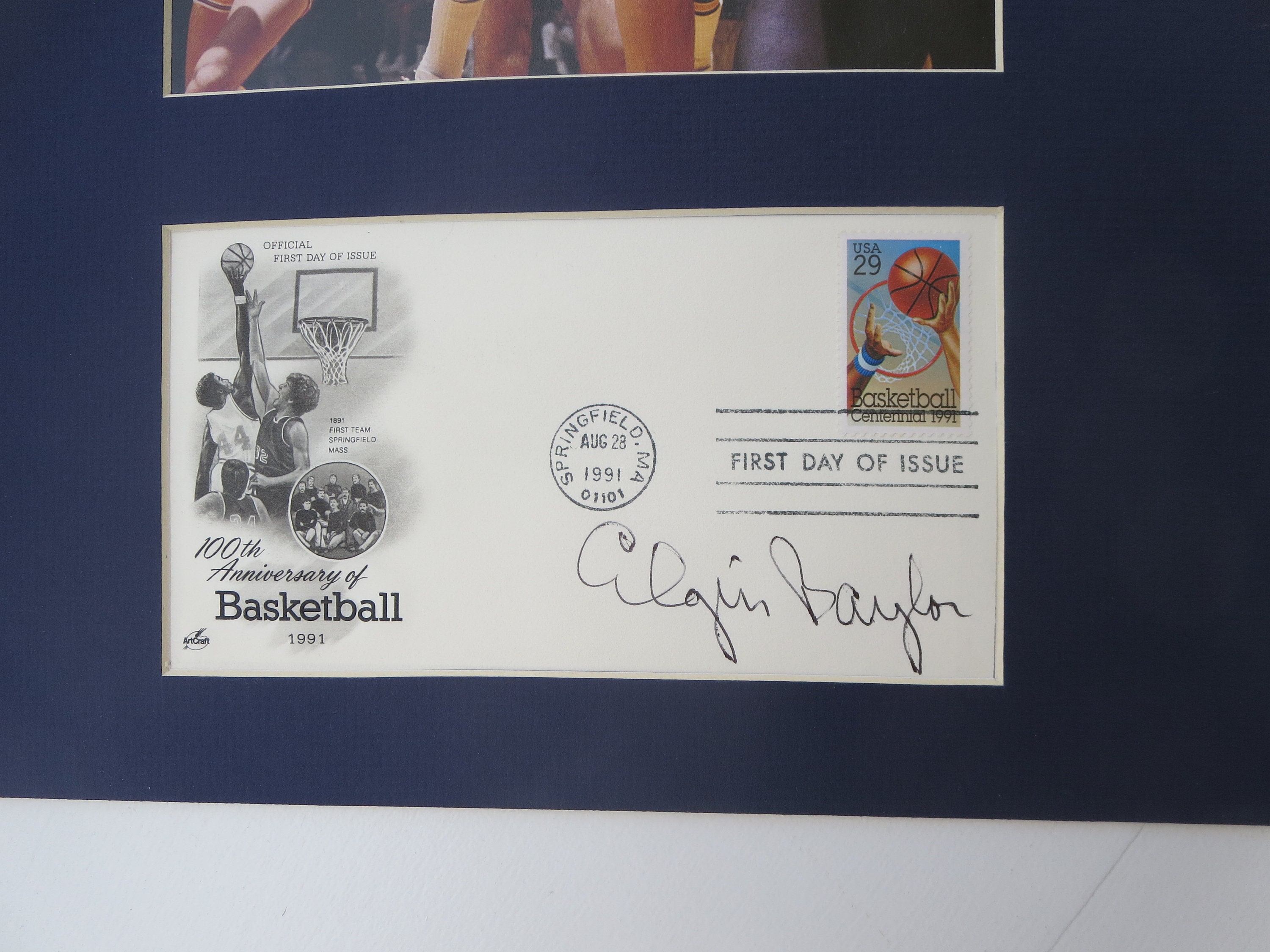 Elgin Baylor Autograph Vintage Los Angeles Lakers Hardwood