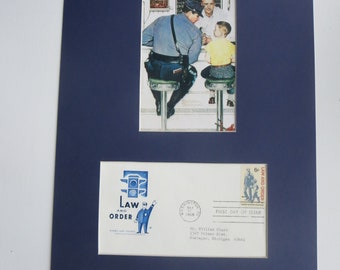 Honoring the Police Officers of America - Norman Rockwell's painting - The Runaway & First Day Cover of the Law and Order Stamp