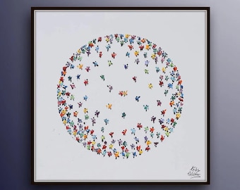 Menschen der Welt 35"Ölgemälde auf Leinwand von Koby Feldmos