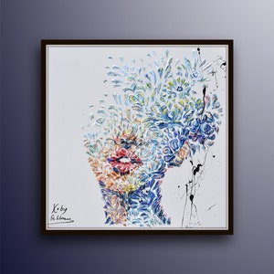 Abstract woman 35" original oil painting by Koby Feldmos