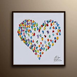 LOVE Heart PAINTING 25" Birthday gift, Anniversary gift, Valentines, Gift idea, wedding gift, Thank you gift, Engagement gift, Koby Feldmos