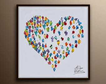 LOVE Heart PAINTING 25" Birthday gift, Anniversary gift, Valentines, Gift idea, wedding gift, Thank you gift, Engagement gift, Koby Feldmos