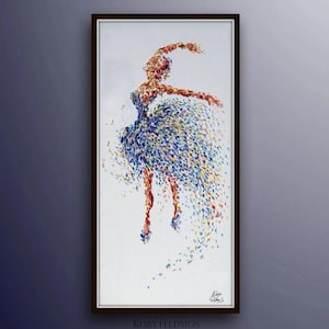 Bailarina de 50", pintura al óleo original sobre lienzo de una bailarina abstracta, arte figurativo de Koby Feldmos