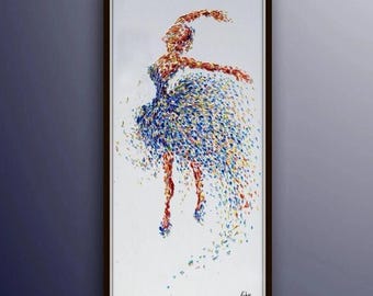 Ballerina Dance 50", Original Ölgemälde einer abstrakten Ballerina auf Leinwand, Figurative Kunst von Koby Feldmos
