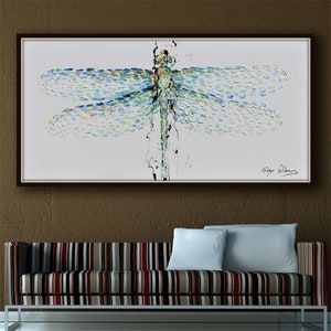 Abstract Dragonfly 55" original oil painting by Koby Feldmos