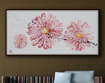 Chrysanthemum Flower 55" - Beautiful pinkish color of an amazing flower that symbolizes Happiness and love, Original handmade by K. Feldmos