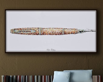 Pen gift idea 55" manager, ceo, painting for office, office painting, financial art, by Koby Feldmos