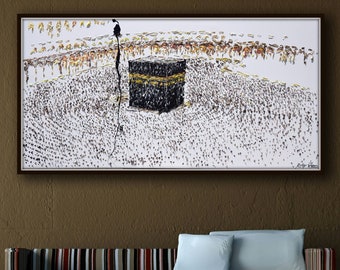 Kaaba Islam painting 55" The cube Holy Kaaba sacred mosque Mecca Painting  religious oil painting painting by Koby Feldmos