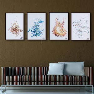 Painting 4 elements 30" - Fire , air, water , earth. - original painting, very classical art, relaxing energy, by Koby Feldmos image 1