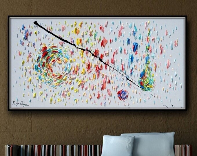 Abstract Painting 67" - Colourful abstract Artwork, Unique shapes, Rainbow colors, Amazing looks and texture, Modern artwork by Koby Feldmos