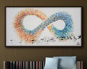 Abstract Painting 67 quot Infinity Symbol , feng shui, Cold Warm Tones, beautiful thick texture, impasto style, modern art By Koby Feldmos