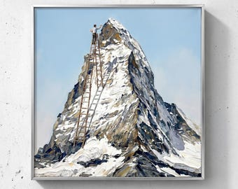 Summit in Progress — Original Oil Painting by Aaron S. | Contemporary Mountain Art on Canvas