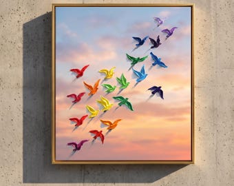 Sunset Flight — Original Oil Painting by Aaron S. | Contemporary Bird Art on Canvas