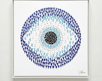 Eye of Luck Original Ölgemälde von Aron S. Zeitgenössische Pop Art Weibliche Figur auf Leinwand