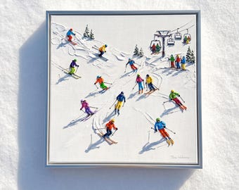Winter Descent — Original Oil Painting by Aaron S. | Contemporary Ski Art on Canvas
