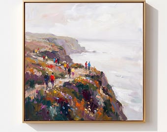 Coastal Wildflower Walk — Original Oil Painting by Aaron S. | Contemporary Coastal Art on Canvas