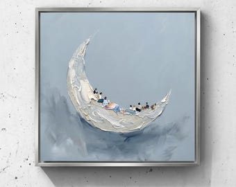 Moonlit Gathering — Original Oil Painting by Aaron S. | Contemporary Celestial Art on Canvas