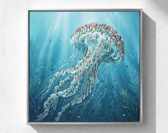 Jellyfish Drift — Original Oil Painting by Aaron S. | Contemporary Ocean Art on Canvas